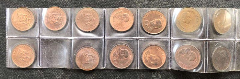 ONE CENT 1966 1967 1968 1969 1970 1971 1972 SOUTH AFRICA ENGLISH AFRIKAANS VARIATIONS 13 IN ALL