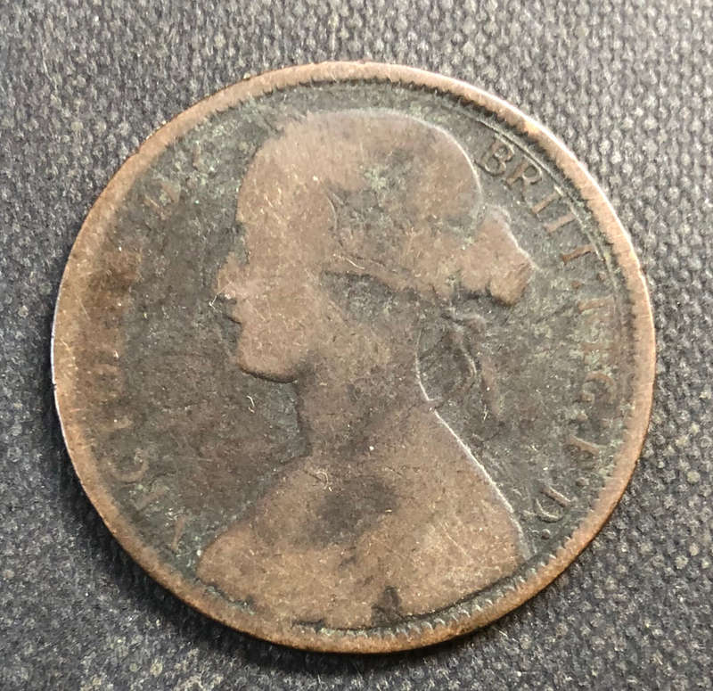 PENNY BRITISH 1867 VICTORIAN WITH YOUNG HEAD