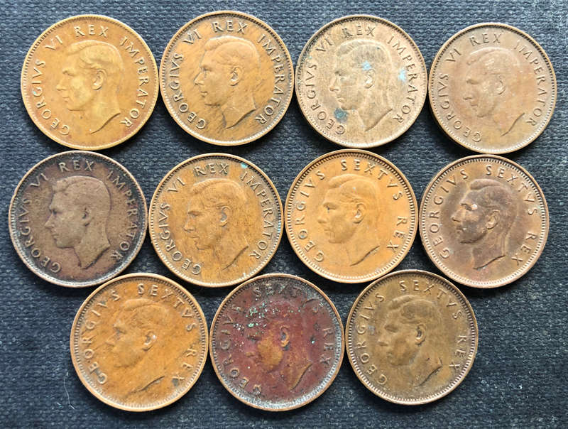 Farthings 1942 1943 1944 1945 1946 1947 1948 1949 1950 1951 1952 Union of South Africa Collection