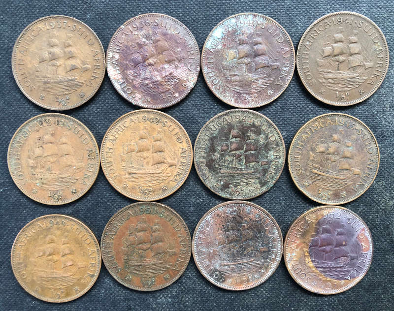 HALF PENNY 1937, 1938, 1940-1942, 1942, 1943, 1945, 1949-1952 UNION OF SOUTH AFRICA COLLECTION OF 12