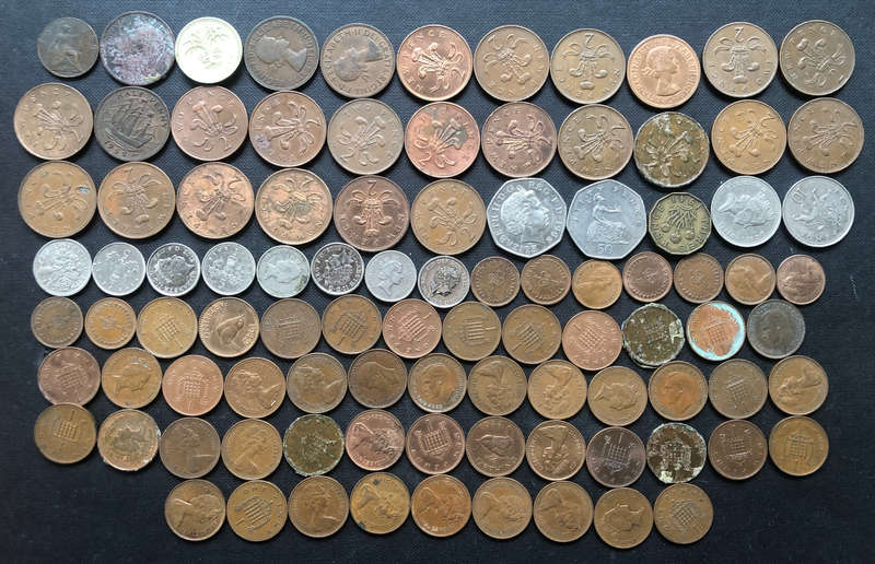 Britain 96 Coins Collection from 1916 and from One Pound to One Farthing
