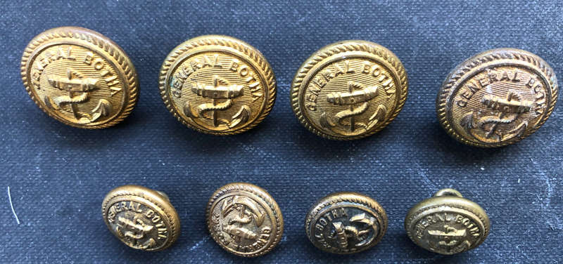 MILITARY SA NAVY VINTAGE BRASS TUNIC BUTTONS COLLECTION OF 8 GENERAL BOTHA