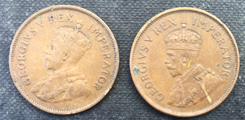 Half Penny 1930 1936 Union of South Africa Collection of two Coins