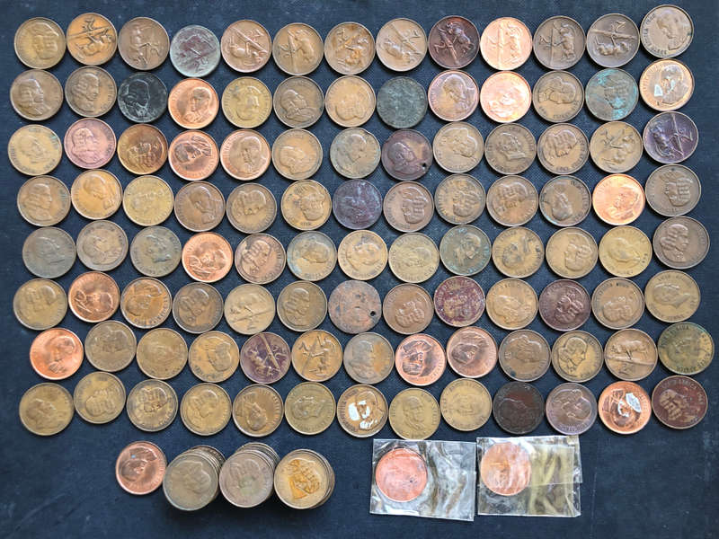 TWO CENT SOUTH AFRICA 1965 TO 1969 COLLECTION OF 137 COINS