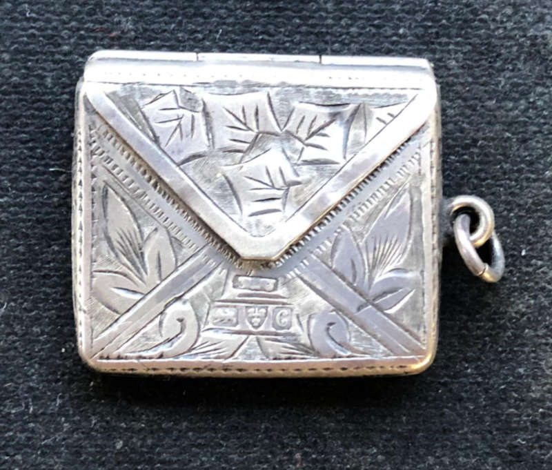 SILVER Double Stamp Envelope Fob with Ring Attached Hallmarked Chester 1890