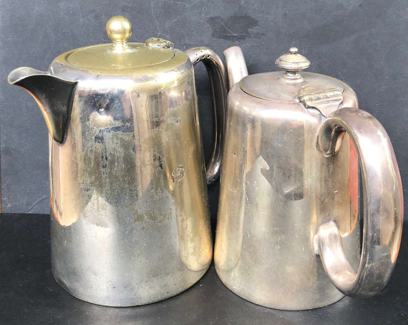 SILVER PLATED MAPPIN AND WEBB TEA POT AND OTHER COFFEE POT HOTEL WARE