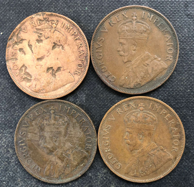 PENNY 1931 1932 1933 1934 UNION OF SOUTH AFRICA COLLECTION OF 4