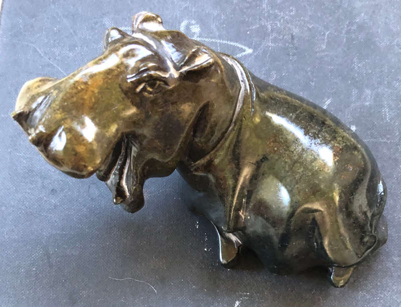 AFRICAN STONE CARVING OF A HIPPO VINTAGE