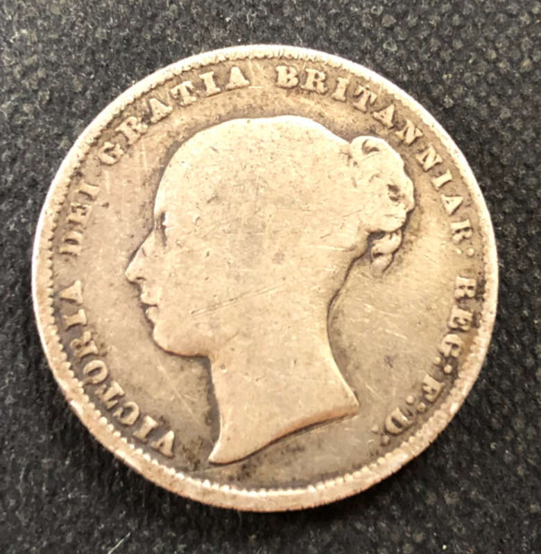 SILVER 1866 BRITISH ONE SHILLING COIN