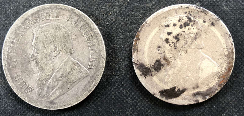 KRUGER ZAR SILVER TWO SHILLINGS AND SIXPENCE 1894 AND TWO SHILLINGS 1897 COINS COLLECTION