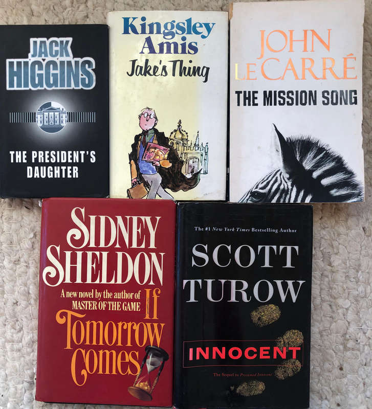 The Mission Song by le Carré, Jake's Thing by Amis If Tomorrow Comes by Sheldon Innocent by Turow...
