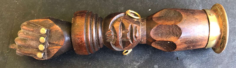 BOTTLE OPENER WOOD AND BRASS CARVING