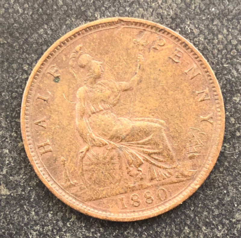 1880 BRITISH HALF PENNY QUEEN VICTORIA