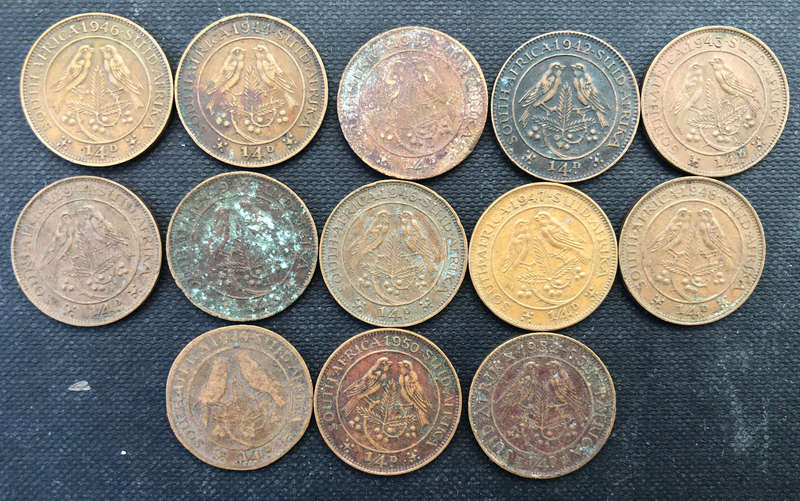 QUARTER PENNY Farthing 1942 1943 1944 1945 1946 1947 1948 1949 1950 1952 South Africa 13 Coins