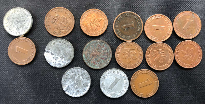 GERMANY 1868 1876 1888 1942 1943 1944 1950 1966 1976 1978 1983 1 Pfennig Collection of 15 Coins