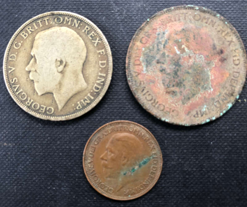 UK 1921 SILVER FLORIN 1932 PENNY 1936 FARTHING