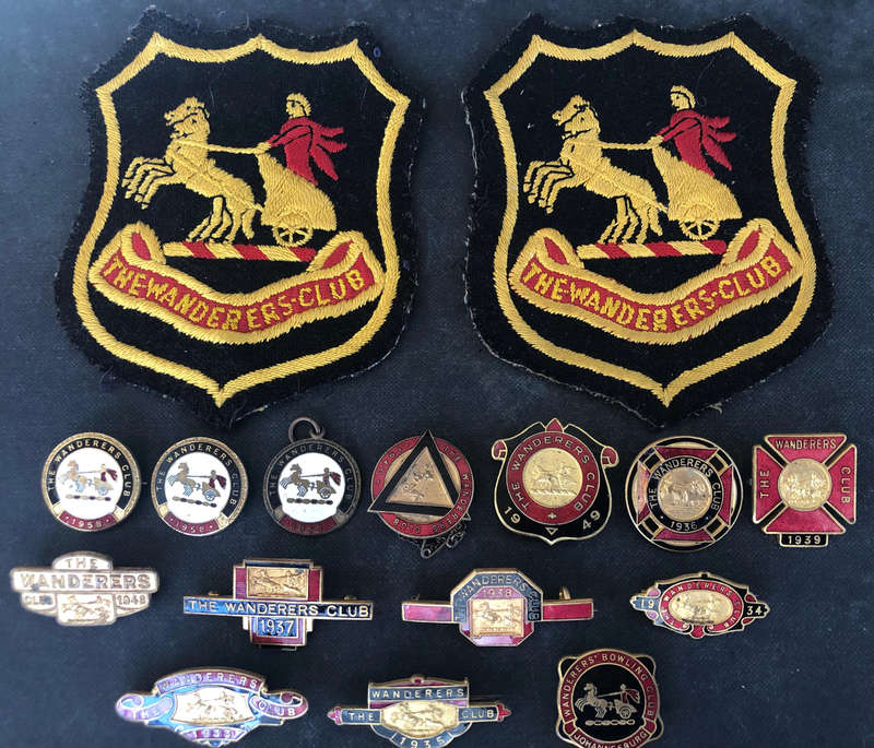 WANDERERS CLUB VINTAGE BLAZER AND ENAMEL BADGES COLLECTION OF 16 ITEMS