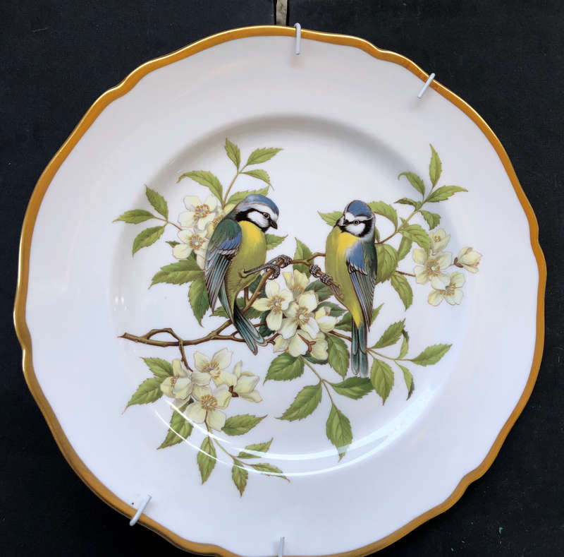 SPODE BRITISH BIRDS SERIES BLUE TITMOUSE NUMBER 5 LARGE CABINET PLATE