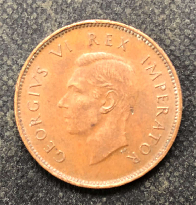 FARTHING 1943 CRACKED DIE UNION OF SOUTH AFRICA