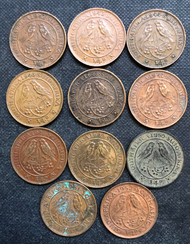 FARTHINGS 1942-1952 1943 COIN (START OF CRACKED DIE) UNION OF SOUTH AFRICA COLLECTION 11 GEORGE VI