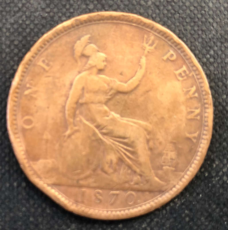PENNY BRITISH 1870 VICTORIAN WITH YOUNG HEAD