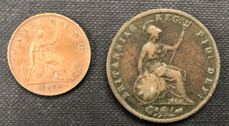 UK FARTHING 1878 AND HALF PENNY 1856