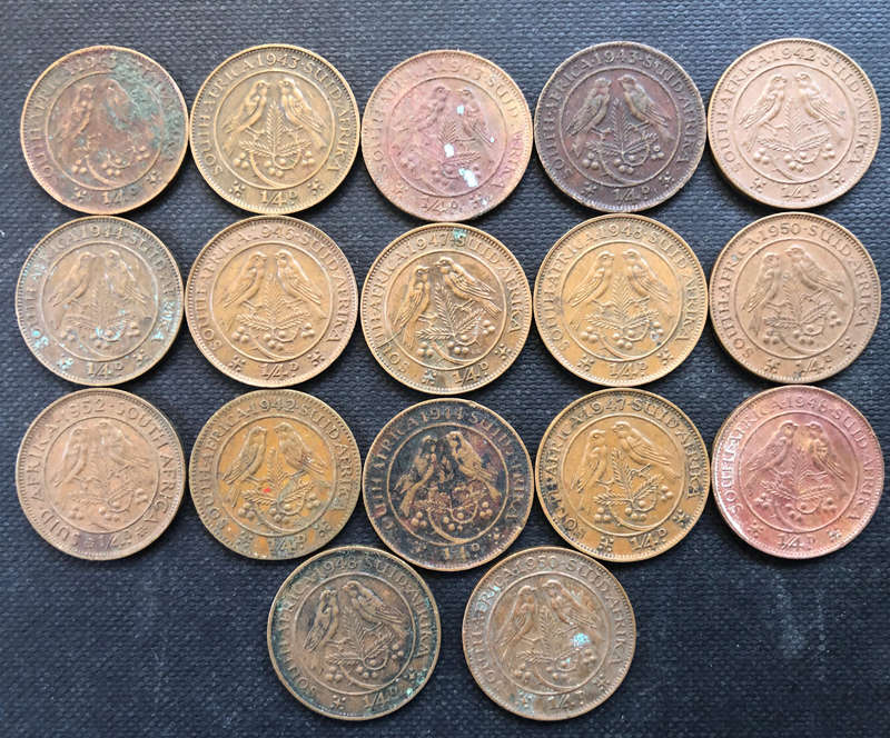 QUARTER PENNY Farthing 1942 1943 1944 1946 1947 1948 1950 South Africa 17 Coins