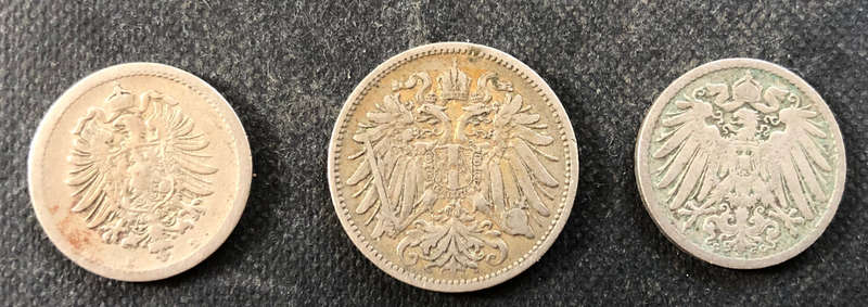 GERMAN COINS 1876 1893 AND 1895 COLLECTION OF THREE