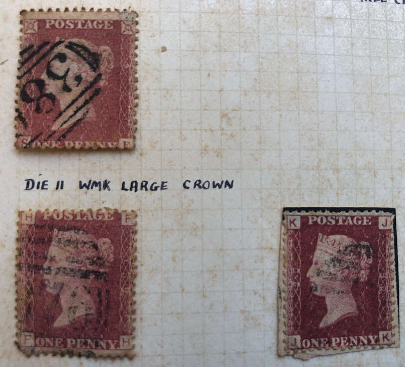 STAMPS PENNY BLACKS CIRCA 1860'S BRITAIN ON ORIGINAL ALBUM PAGE COLLECTION OF 16 STAMPS