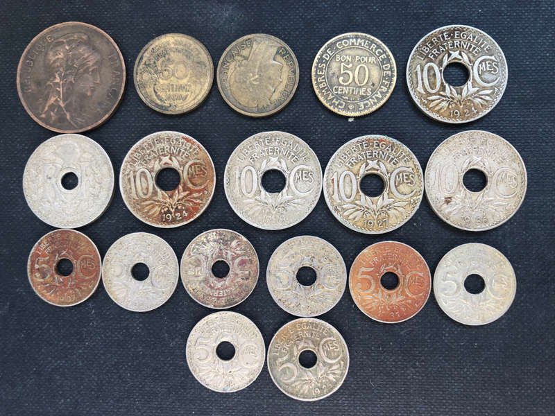 FRANCE 1914 to 1939 50 10 and 5 Centimes Collection of 18 Coins