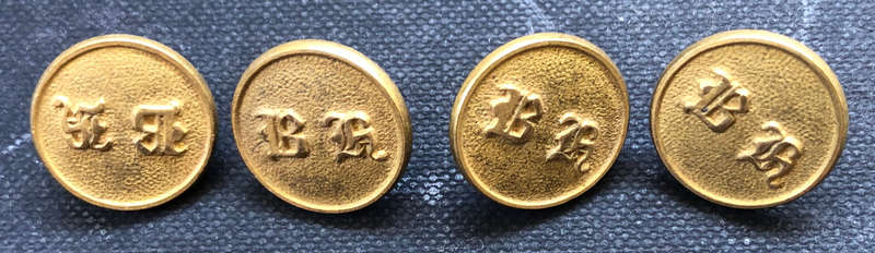 MILITARY COLLECTION OF 4 BRASS BUTTONS 1879-1904 SIGNED FIRMINS LONDON