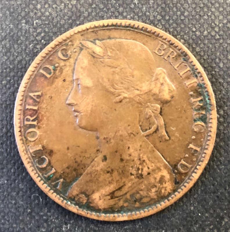 PENNY BRITISH 1860 VICTORIAN WITH YOUNG HEAD