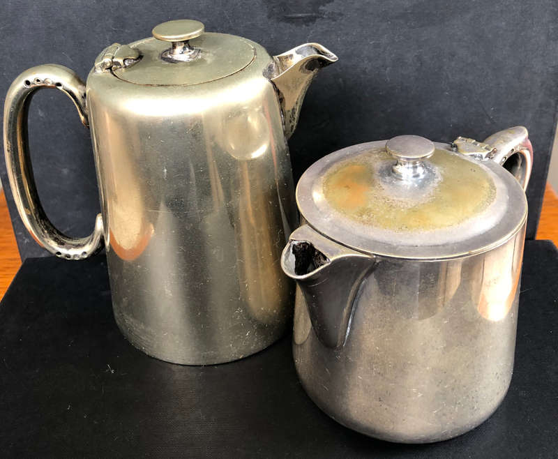 SILVER PLATED TWO CUP COFFEE POT AND TEA POT HOTEL WARE