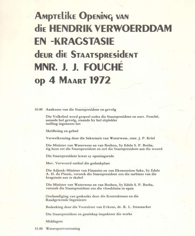 Amptelike Opening van die Hendrik Verwoerddam