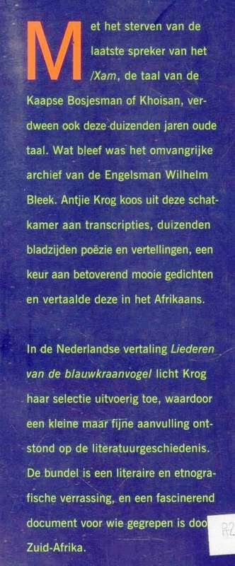 Liederen van de Blauwkraanvogel    ---   Antjie Krog