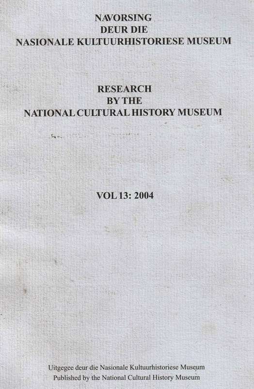Navorsing Deur DieNasionale Kultuurhistoriese Museum  --  ABO
