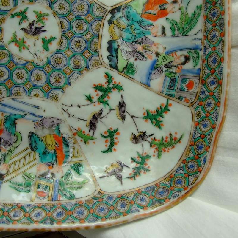 Antique Cantonese Famille Verte Square dish
