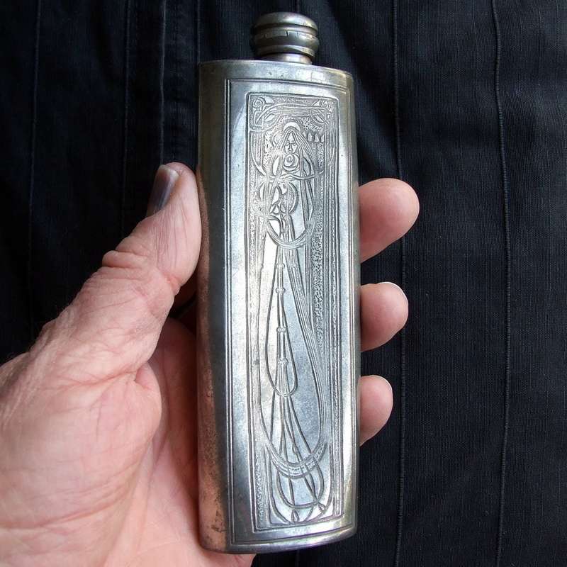CHARLES RENNIE MACKINTOSH PEWTER HIPFLASK
