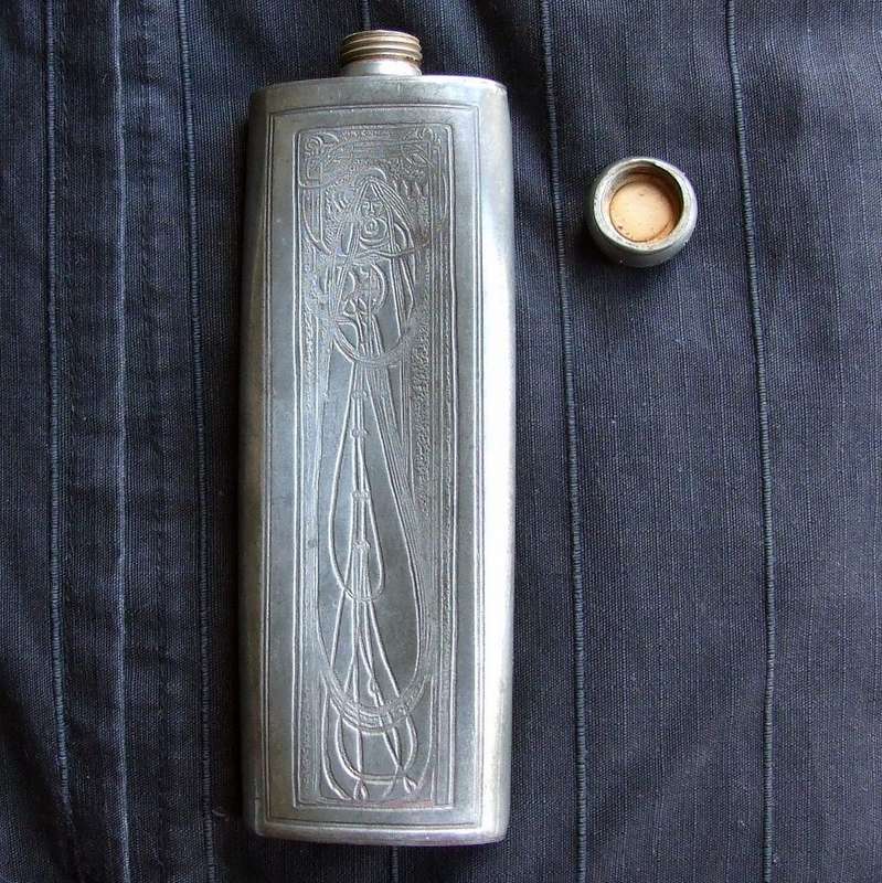 CHARLES RENNIE MACKINTOSH PEWTER HIPFLASK