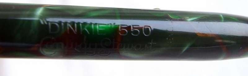 Vintage Conway Stewart "Dinkie" fountain pen and pencil green marble pair. 14ct nib.
