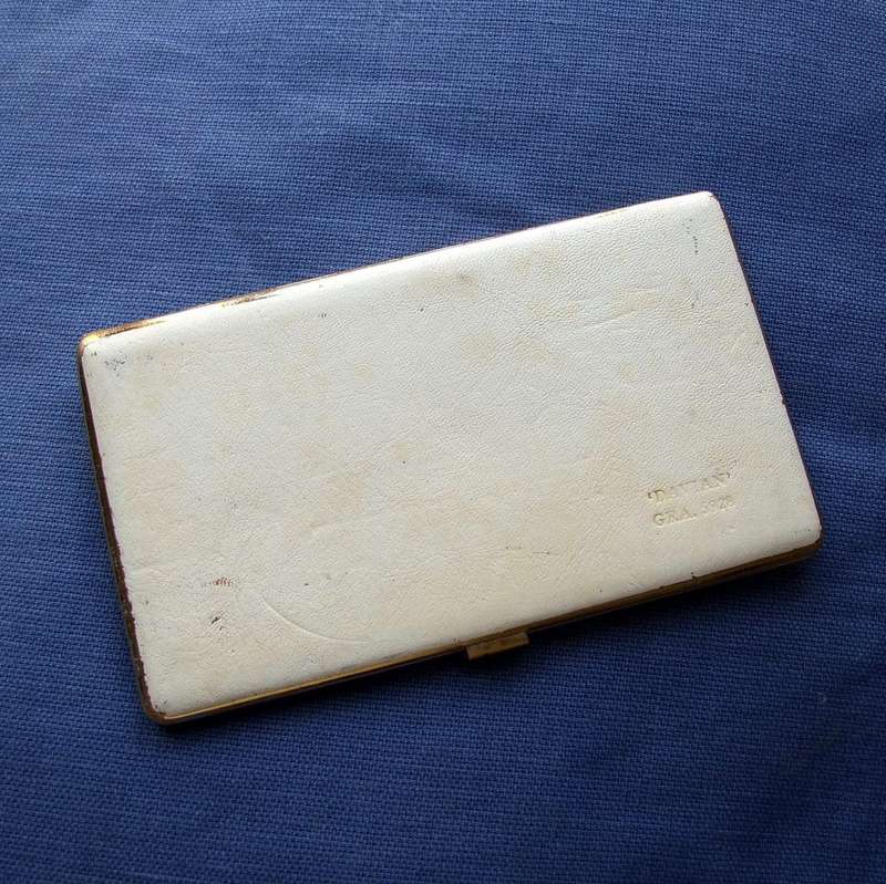 Vintage leather covered brass Rolls Royce cigarette case