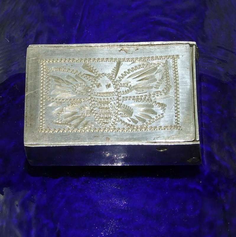Hand chased secret lock silver pill box