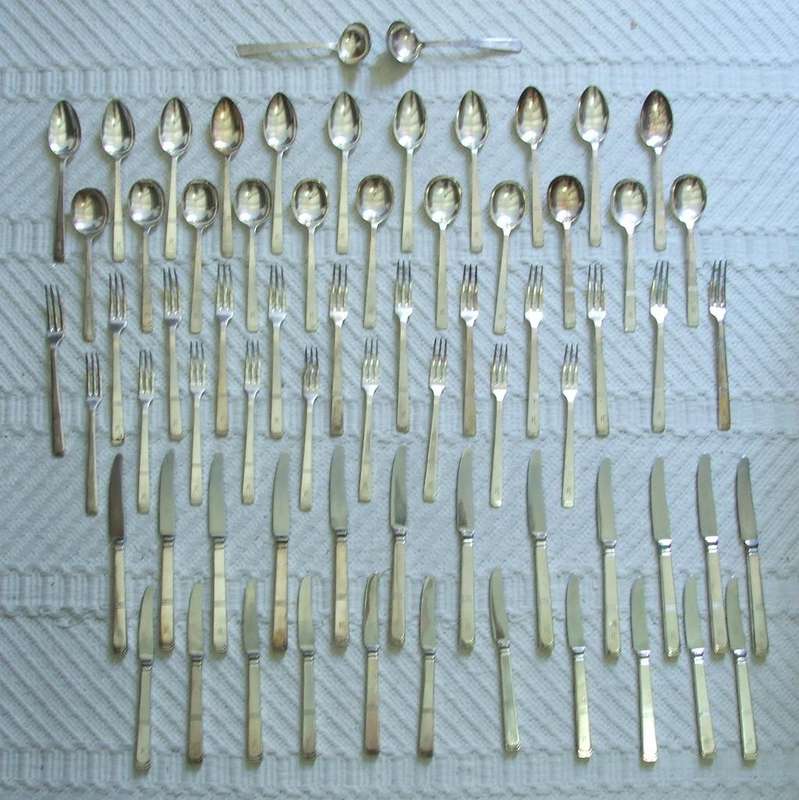 68 pieces,  Walker and Hall A1 silver plate Art Deco  'NILE" design cutlery