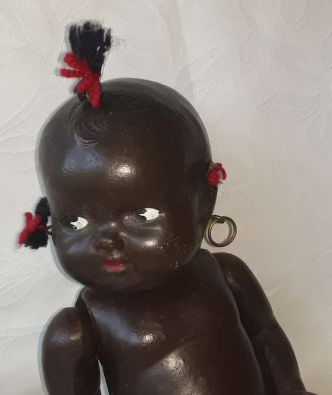 RARE FIND !!!!   1930s - 1950s RELIABLE, CANADA, BROWN COMPOSITION, TOPSY DOLL 26CM