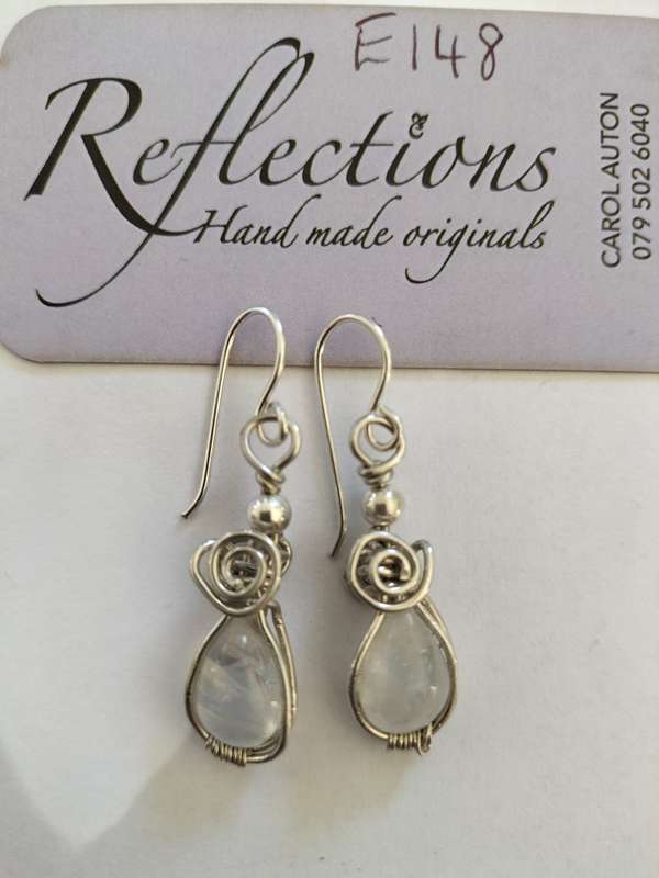 Sterling Silver rainbow moonstone earrings> E148