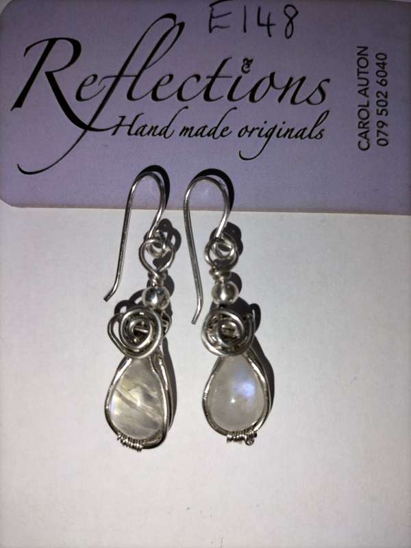 Sterling Silver rainbow moonstone earrings> E148