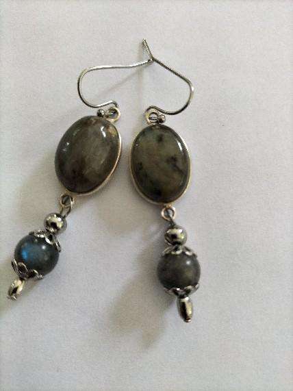 Labradorite earrings, stainless steel. E167