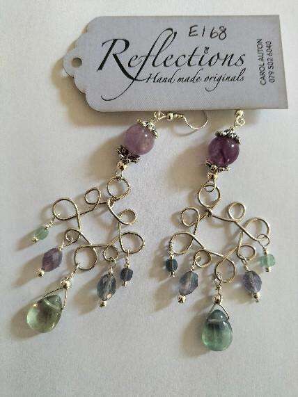 Sterling Silver Celtic Rainbow Fluorite earrings. E168