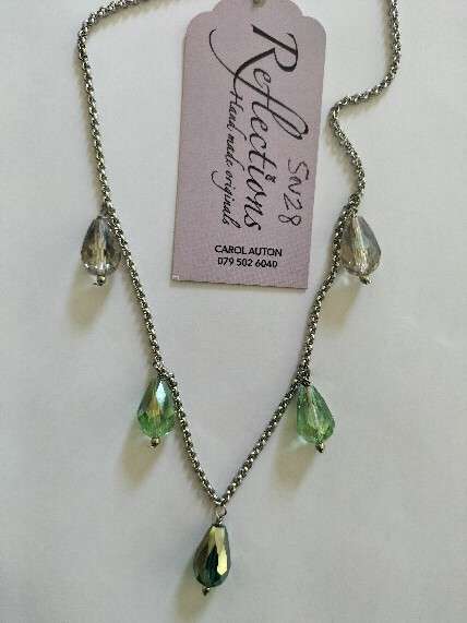 Stainless Steel gradient crystal chain necklace. SN28