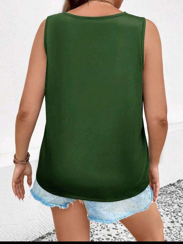 Army Green print tank top : 1XL